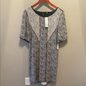 Tart Black and White Patterned Dress with Faux leather detail Size Large
